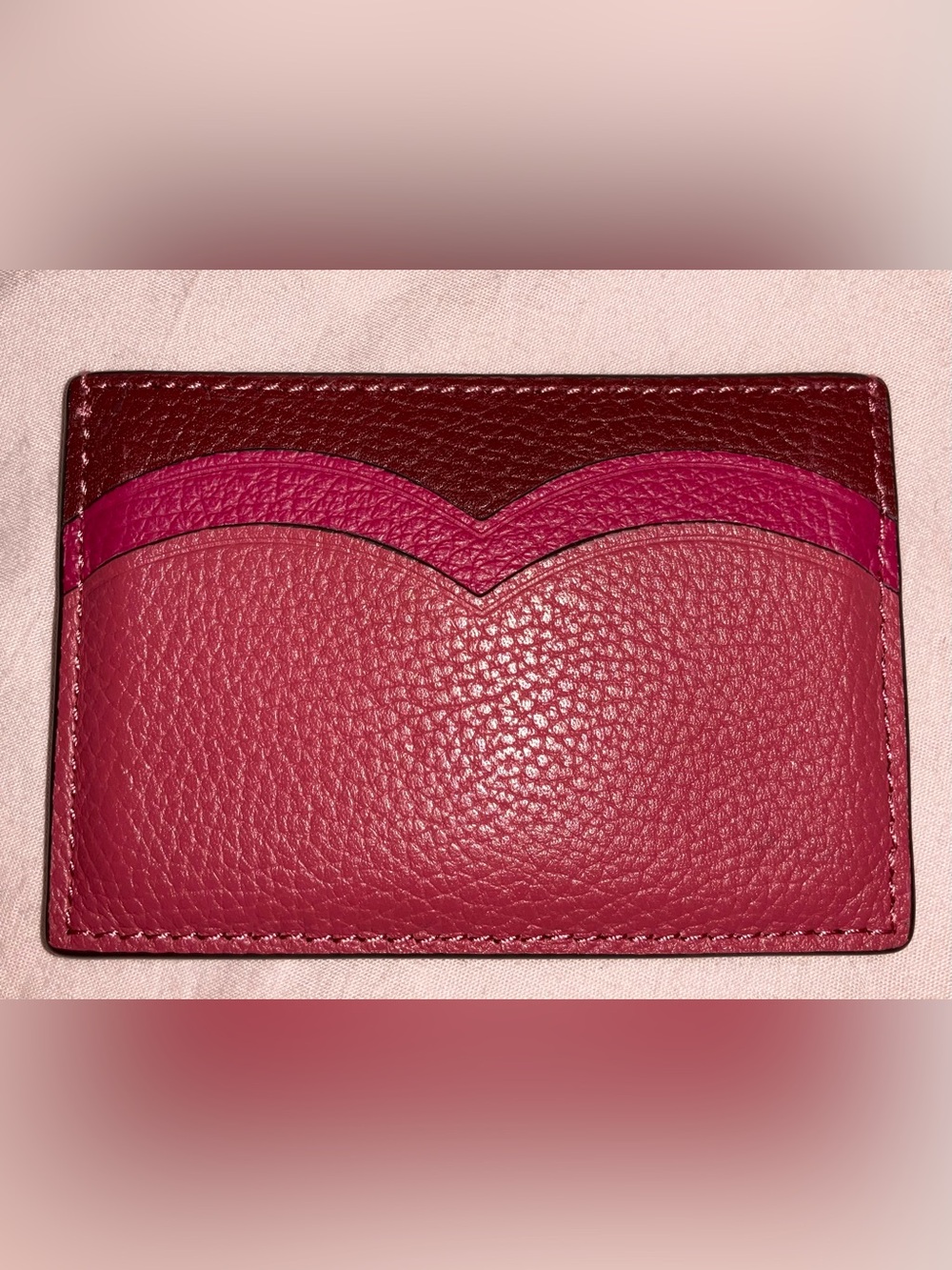 Coach Essential Card Case In Colorblock Raspberry / burgundy - Picture 2 of 2